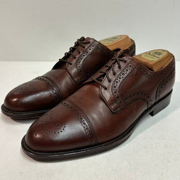 VERY GOOD Rancourt & Co. x Cole Haan Oxford Wingtip Cap Toe Brown Maine USA 8.5 - Picture 1 of 13